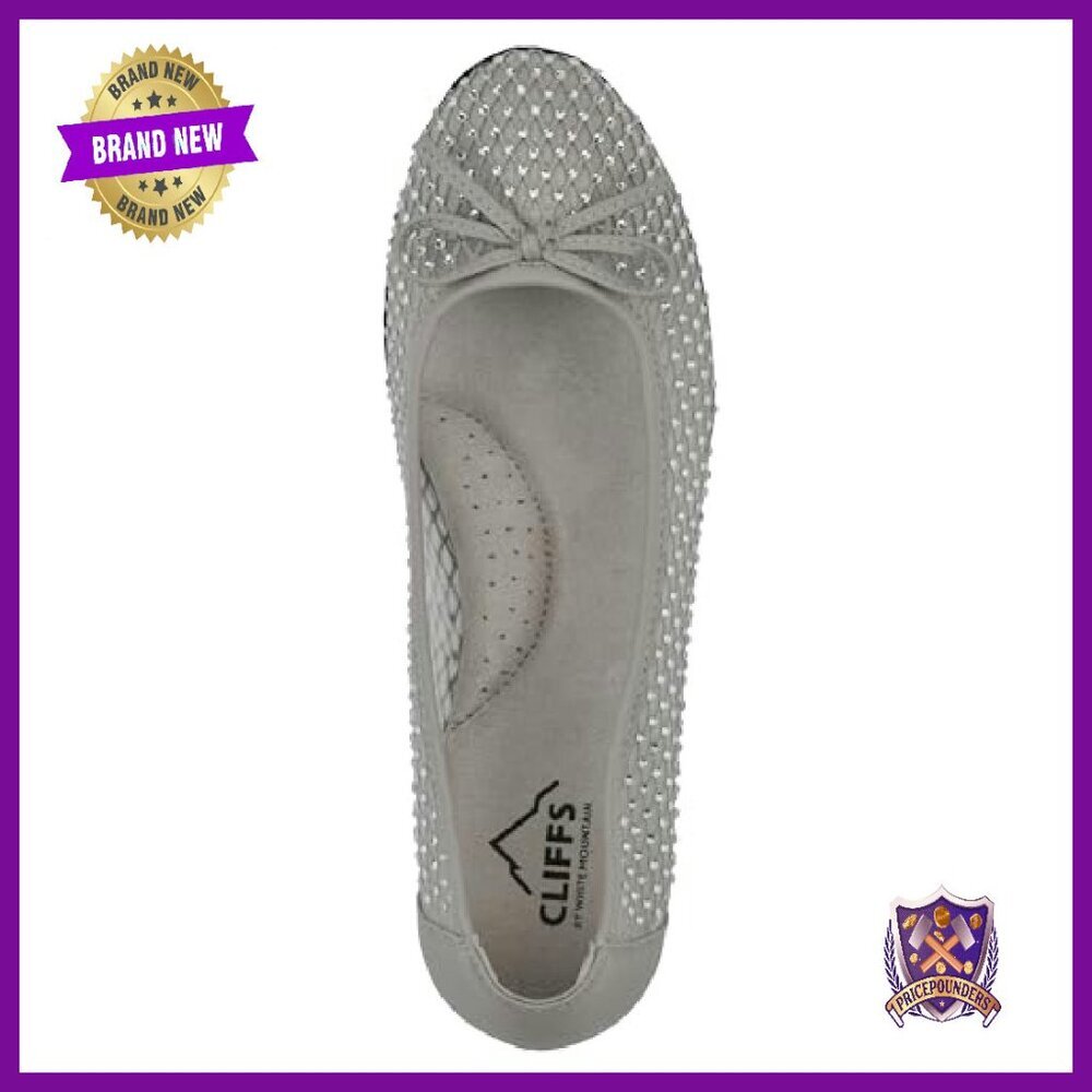 Cushioned Mesh Ballet Flats with Rhinestone Bow - Size 8 - Picture 7 of 8